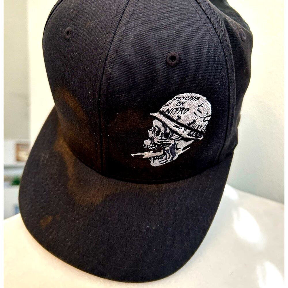 Metal Mulisha Nitro Hat Skull smoking flexfit Cap Distressed THRASHED Faded S/M